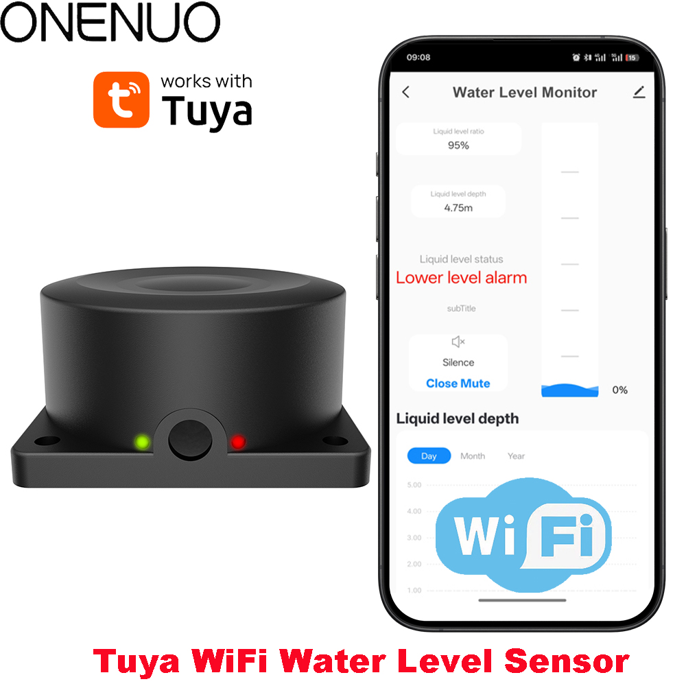 Wifi Water Leak Detector - ONENUO Liquid Level Sensor Oil Water