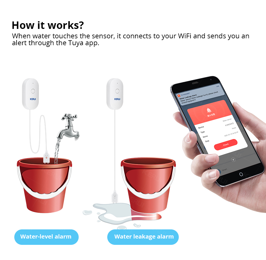 KERUI Smart  WiFi Water Sensor – Wifi Water Leak Detector recenzja i cena