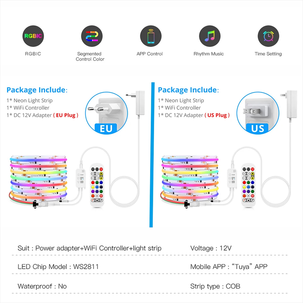 Tuya WiFi WS2811 RGBIC COB LED – Smart Home Llm recenzja i cena